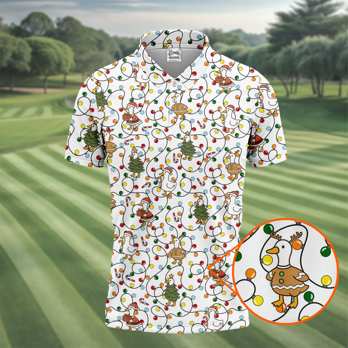 Funny Duck Merry Xmas White Golf Shirts, Gifts For Golf Lovers, Polo ShirtFor Men, Golfing Apparel