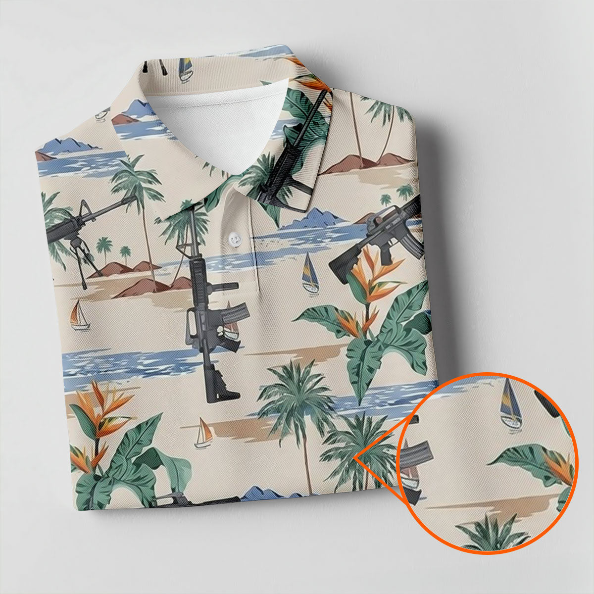 Hawaiian Palm Tree With Army Theme Women Golf Top, Ladies Golf Shirts, Golfing Apparel