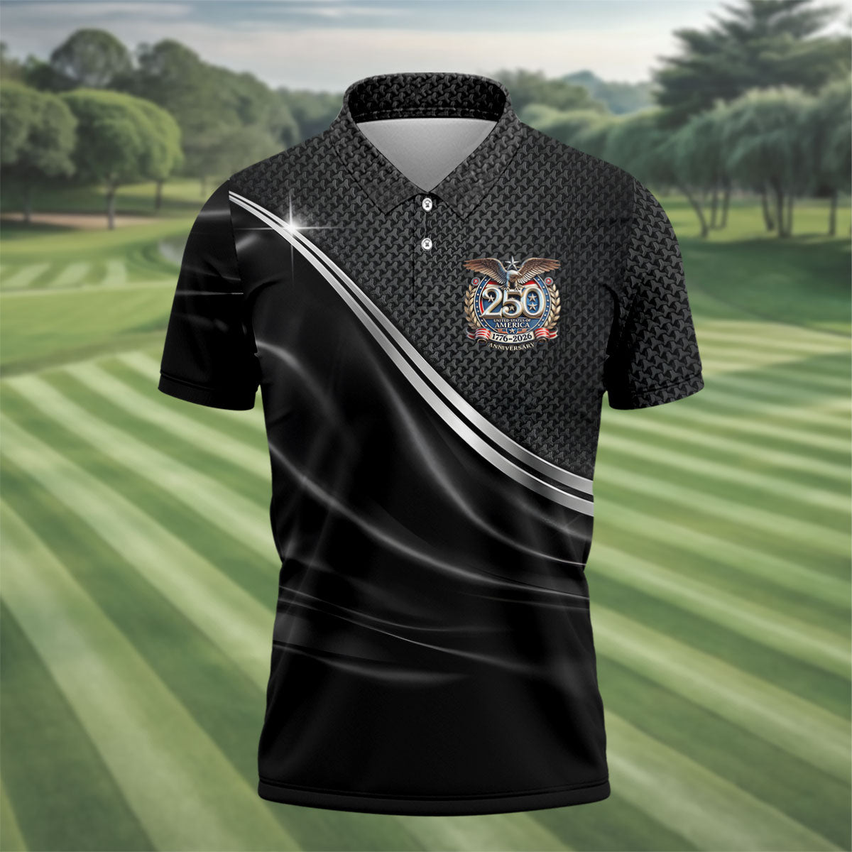 United States 250th Anniversary 4th Of July Golf Shirt, Patriotic Golf Shirt, Satin Print Golf Shirts For Men