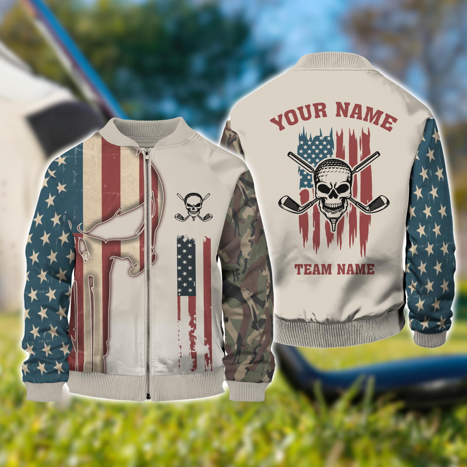 Custom Men's Golf Polo ShirtSkull Golf Shirt, Patriotic Golf Shirt, Gift For Golfers