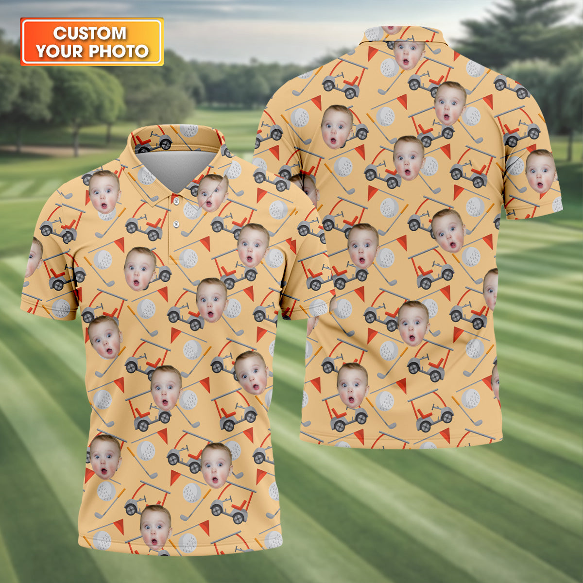 Custom Photo Shirt, Funny Golf Polo Shirtad Golf Shirt For Christmas, Gifts For The Golfing Dad
