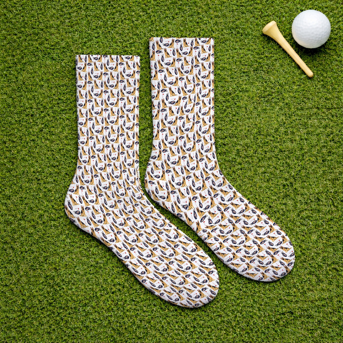 German Shepherd Golf Socks, Funny German Pattern Golf Sock, Golf Gift For Golfers