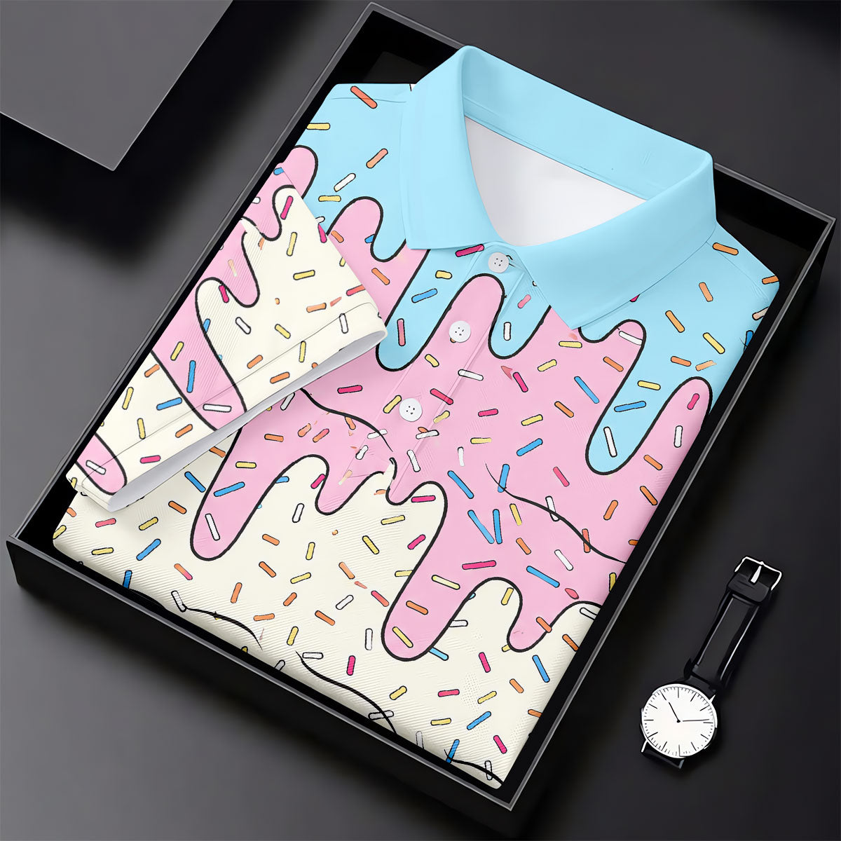 Ice Cream Drip Hawaiian Golf Shirt, Summer Sweets Women's Golf Tops, Ladies Golf Shirts