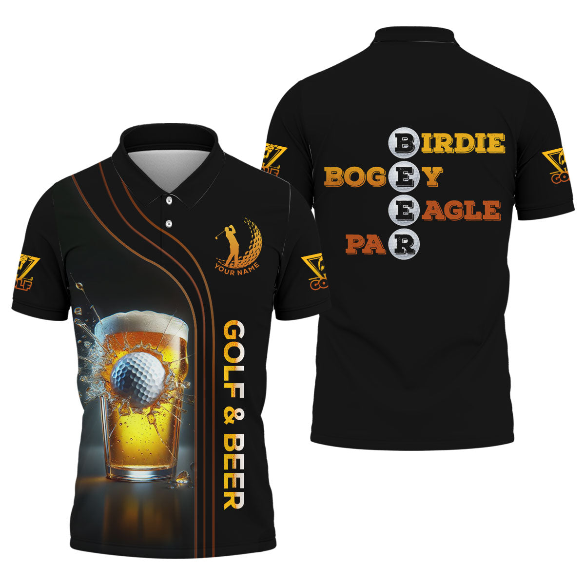 Golf And Beer Custom Funny Golf Polo ShirtMens Golf Gift, Gift For Golfers, Dad Golf Gift