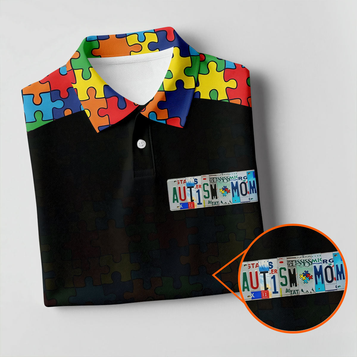 Autism Mom Colorful Puzzles Black Faded Women's Golf Tops, Golf Shirt For Women, Unique Mother's Day Gifts