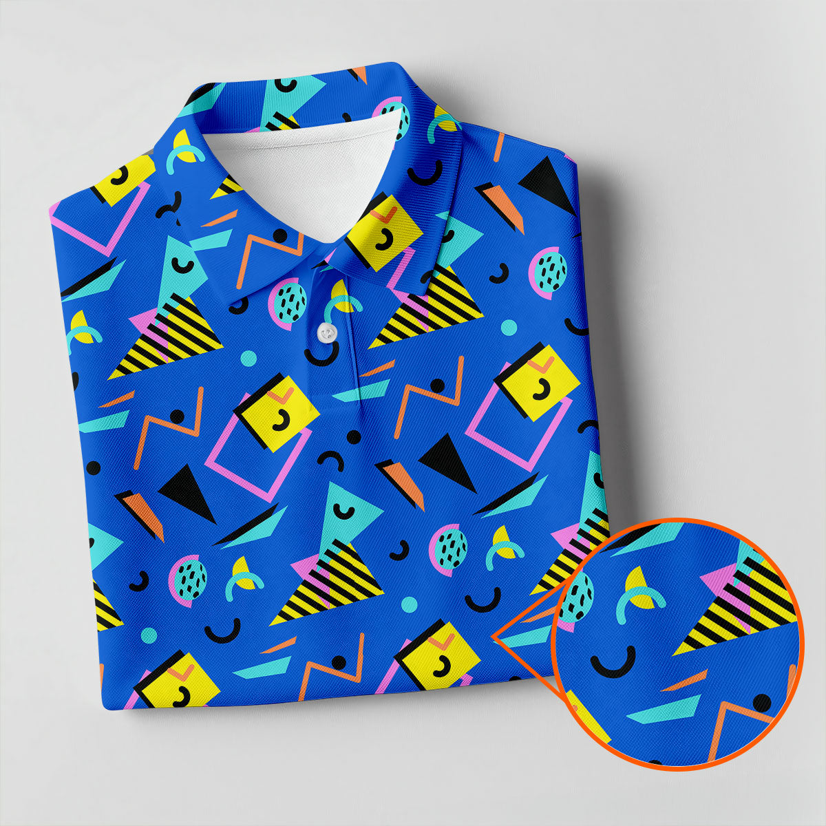 Playful Geometric Memphis Style Golf Tops For Men, Polo ShirtFor Men, Golf Shirts For Men