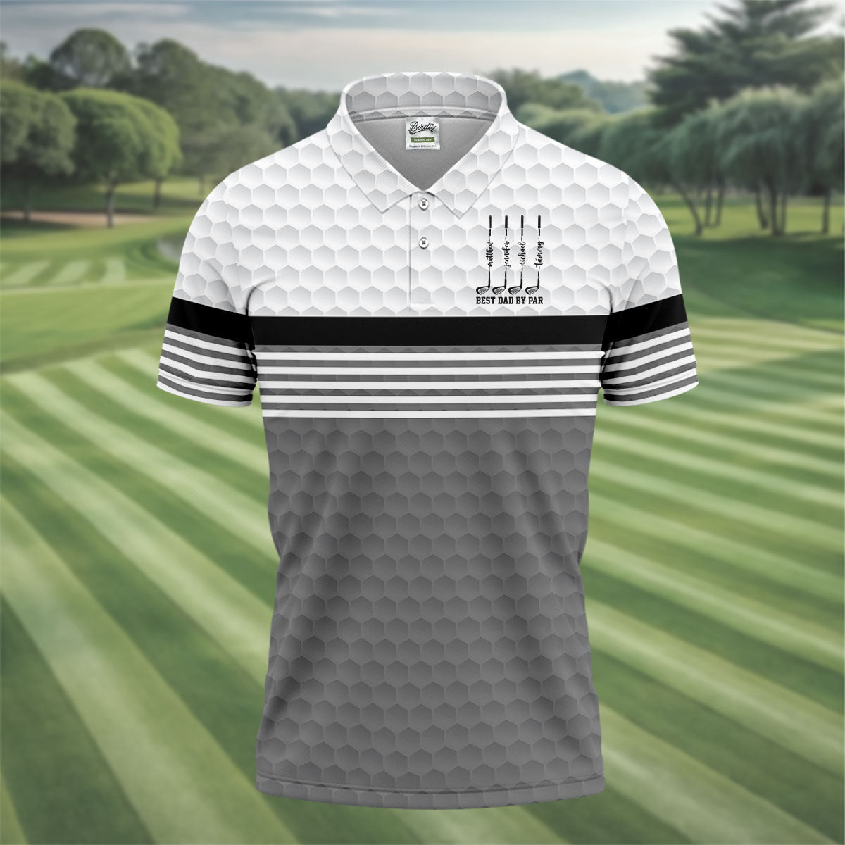 Best Dad By Par Golf Ball Pattern Father's Day Golf Shirt, Golf Gift For Dad, Polo Shirtor Men