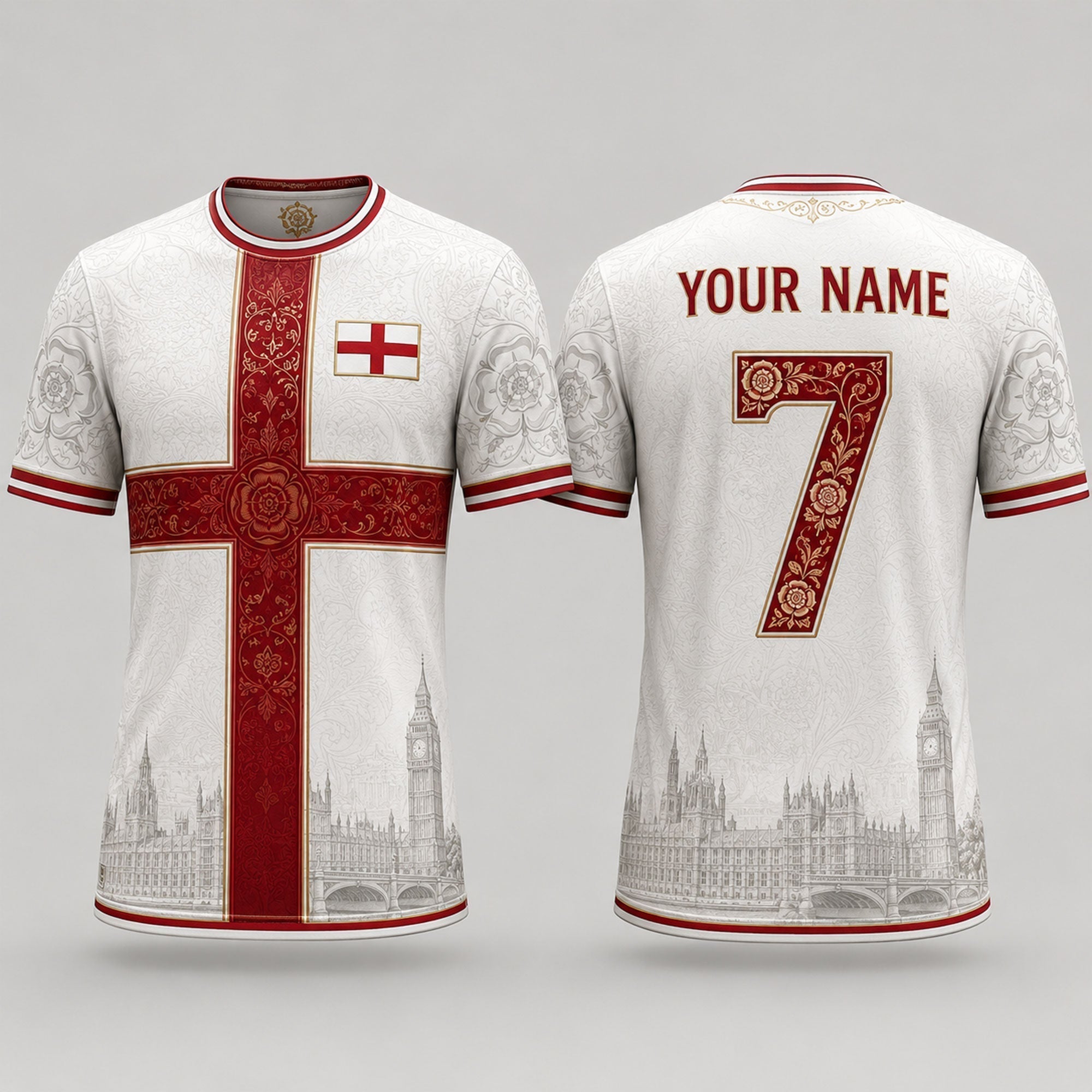 St. George's Cross Fooball Shirt, England Football Flag V-NeckMen Football Lover, Football Gifts