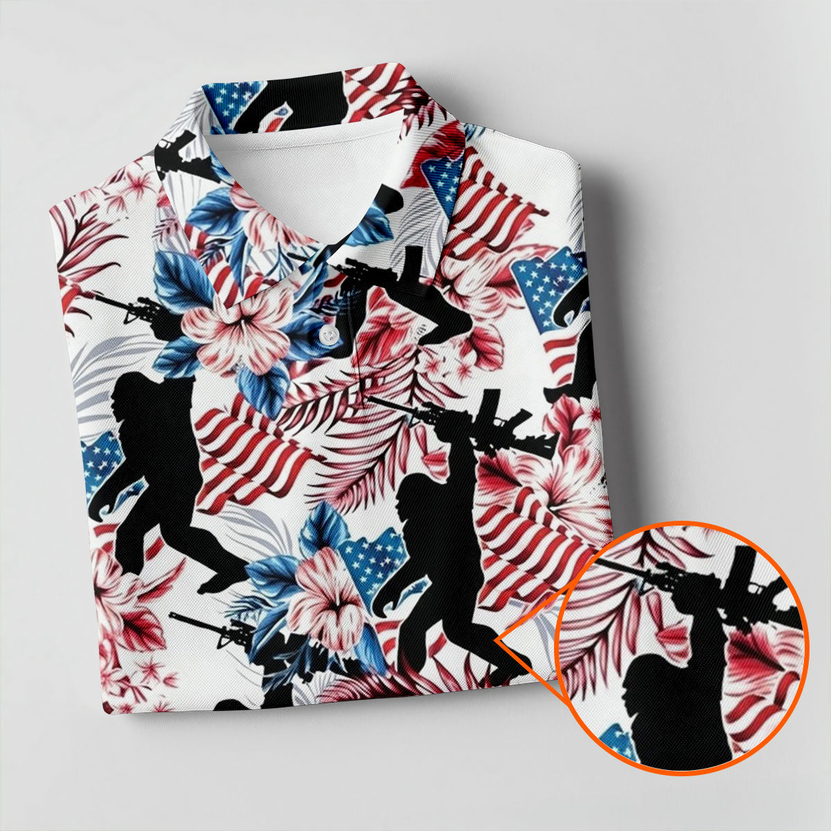 Hawaiian Bigfoot Patriotic 4th Of July American Flag Golf Shirt, 250th Anniversary Golf Shirts For Men