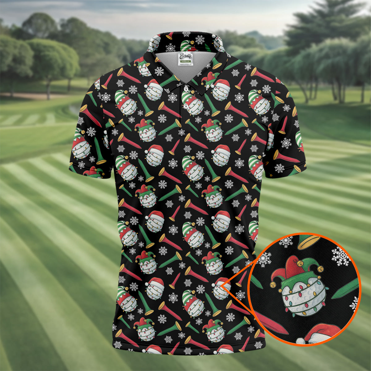 Funny Golf Ball Christmas Golf Shirt, Men's Funny Golf Shirts, Christmas Golf Gift, Golfing Apparel