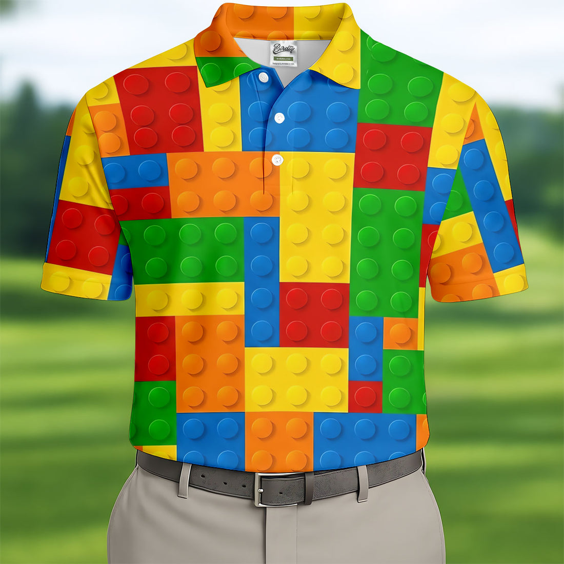 Lego Pattern Colorful Golf Shirt, Golf Tops For Men, Polo ShirtFor Men, Golf Shirts For Men