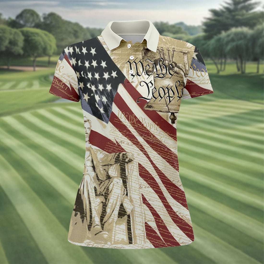 We The People American Flag 4th Of July Patriotic Golf Shirt, 250th Anniversary Women's Golf Tops