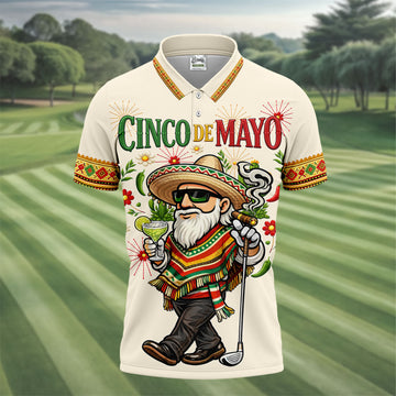 Margarita Man Cinco De Mayo Celebration Beige Golf Shirt, Fiesta Theme Golf Shirts For Men