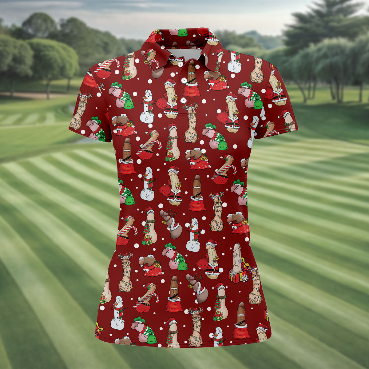Naughty Santa Hat Christmas Polo Shirt Unique Gift For Golfer, Ladies Golf Shirts, Golf Gifts For Women