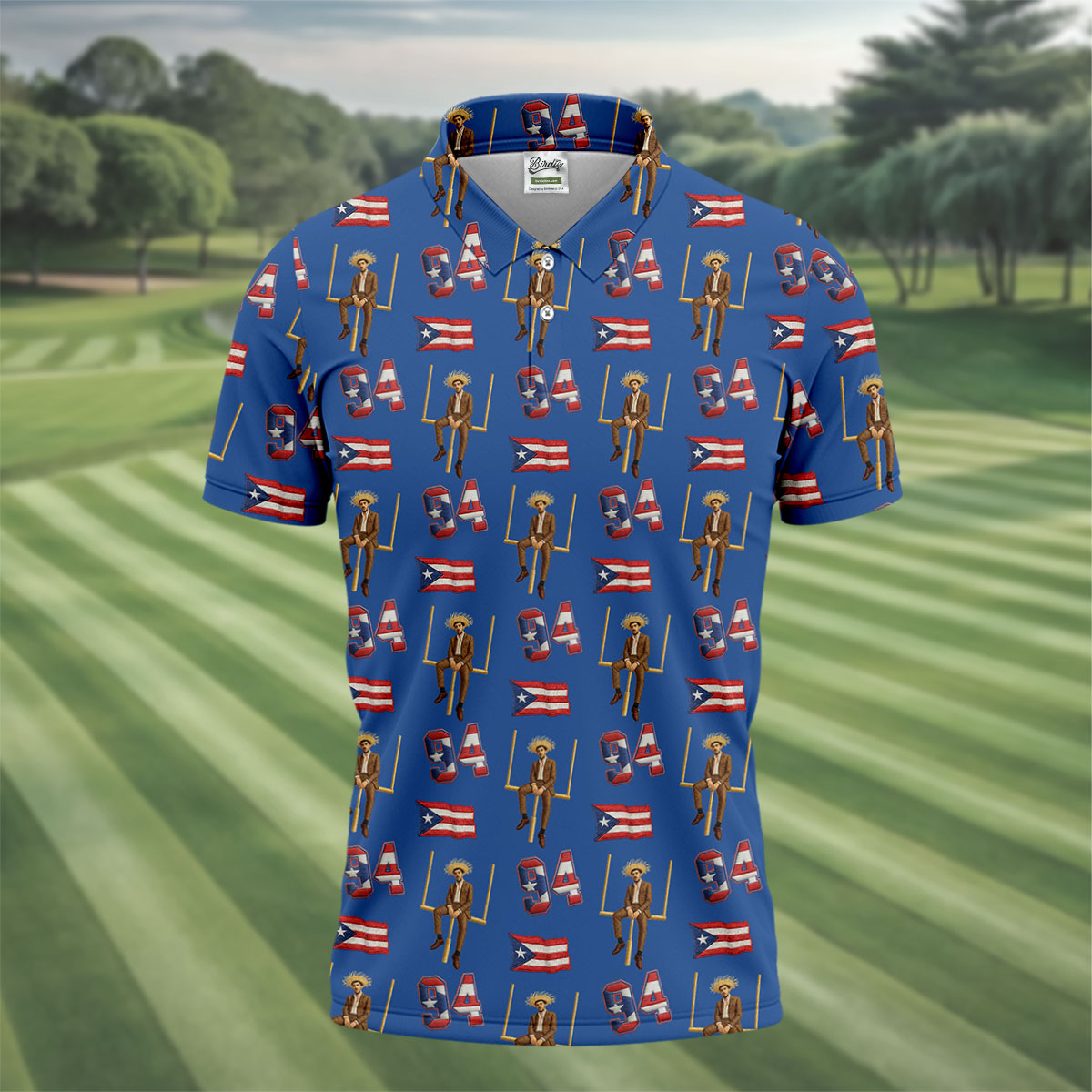 Bad Bunny Benito Bowl Football Theme Blue Men Polo, American Football League Gift Ideas For Football Fans