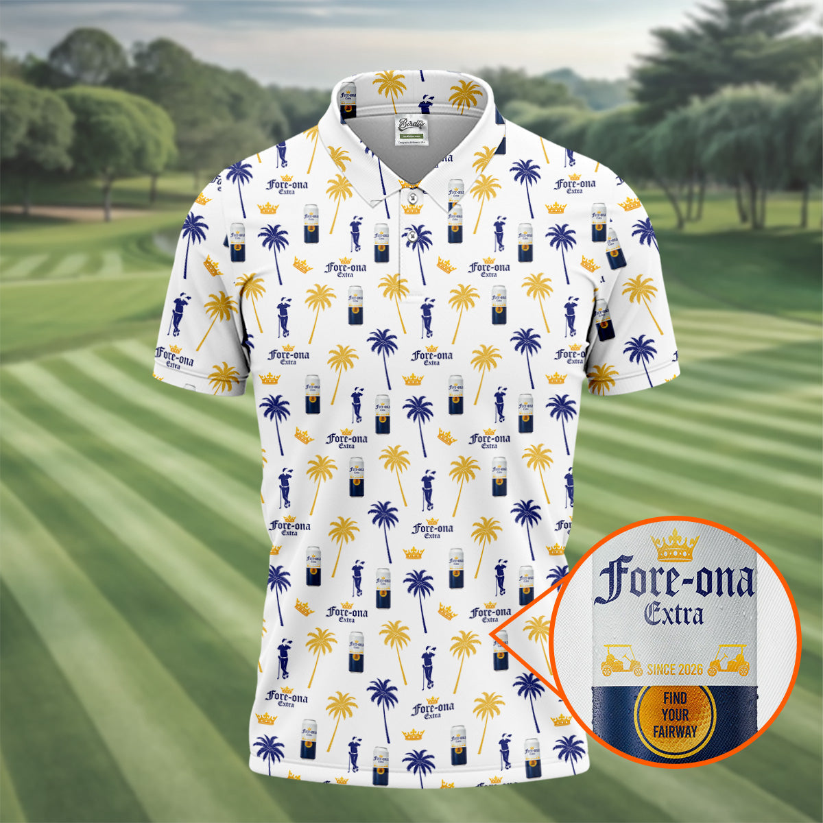 Fore-ona Extra Find Your Fairway Golfer Drinking Men's Funny Golf Shirts, Golf Shirts For Men