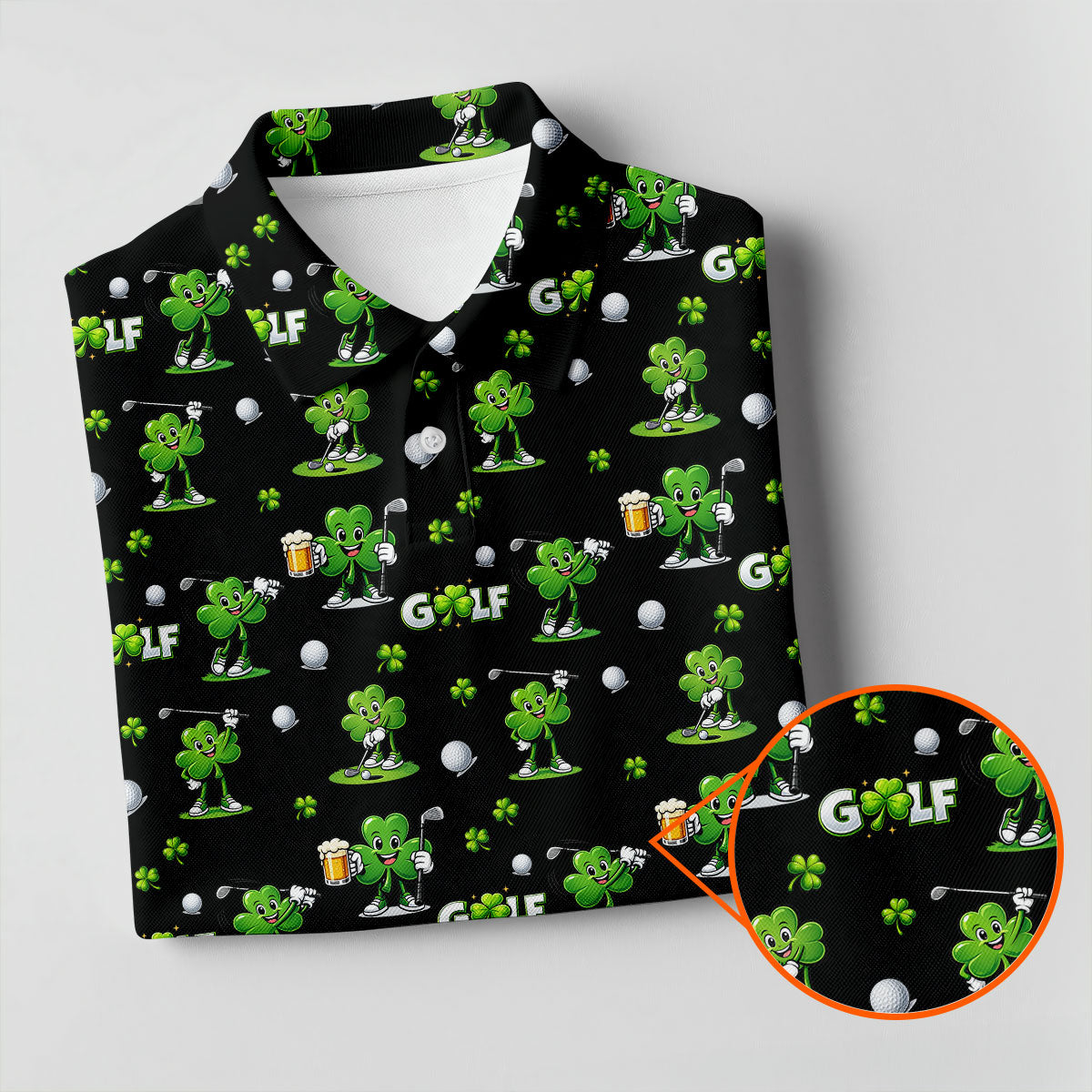 Three Leaf Clover Golf And Beer St Patrick's Day Black Golf Shirt, Women's Golf Shirts, Ladies Golf Polos