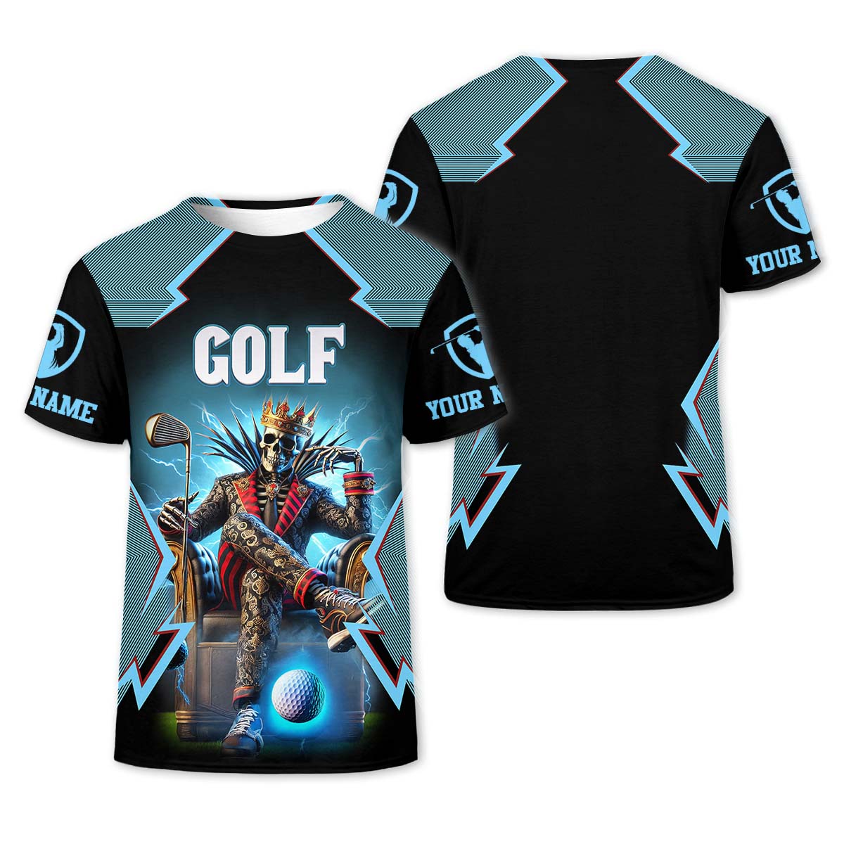 Skeleton King Custom Men's Golf Polo ShirtGolfing Apparel, Gift For Golfers