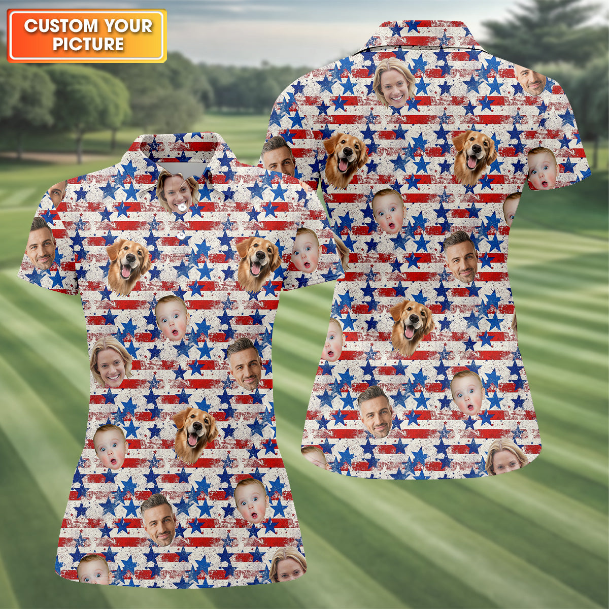 Patriotic Golf Shirt, USA Golf Shirt For Ladies, Women's Golf Polo Shirt Womens Golf Polo, Custom Pet Shirt