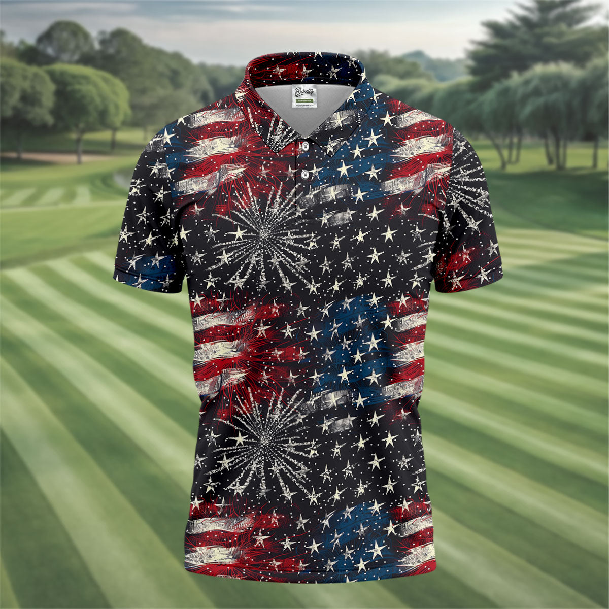 Patriotic American Flag Distressed Color 4th Of July Golf Shirts For Men, 250th Anniversary Polo ShirtFor Men
