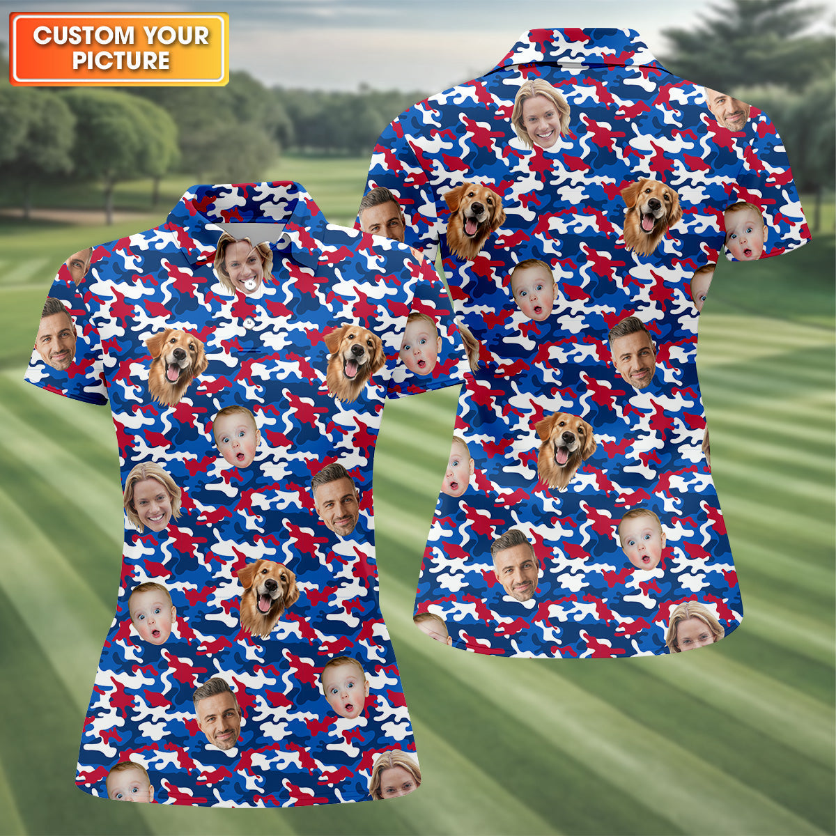 Personalized Dog Shirts, Golf Tops For Women, Custom Face Shirt, Family Portrait Golf Shirt, Patriotic Golf Polos, Long Sleeve Golf Shirts