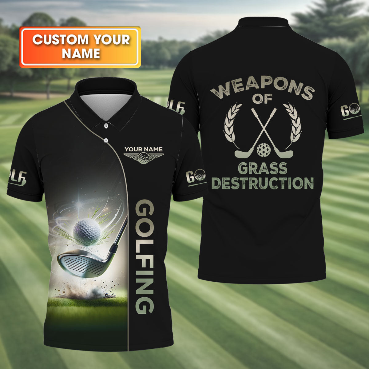 Weapons Of Grass Destruction Custom Funny Golf Polo ShirtMens Golf Gift, Gift For Golfers