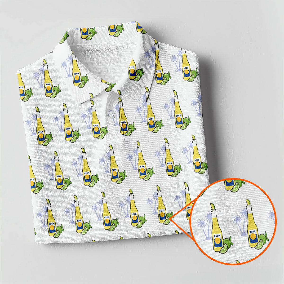 Beer And Lime Palm Tree Pattern Tropical Golf Shirt, Golf Shirts For Men, Polo ShirtFor Men