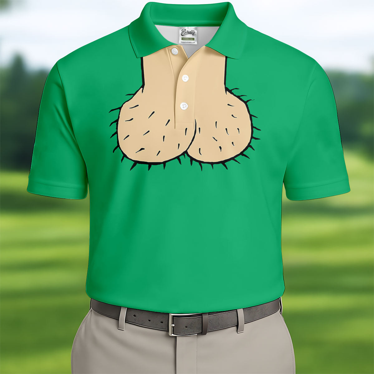 Green Funny Dickhead Faux Chest Golf Shirt, Men's Golf Shirt, Mens Polo Shirts