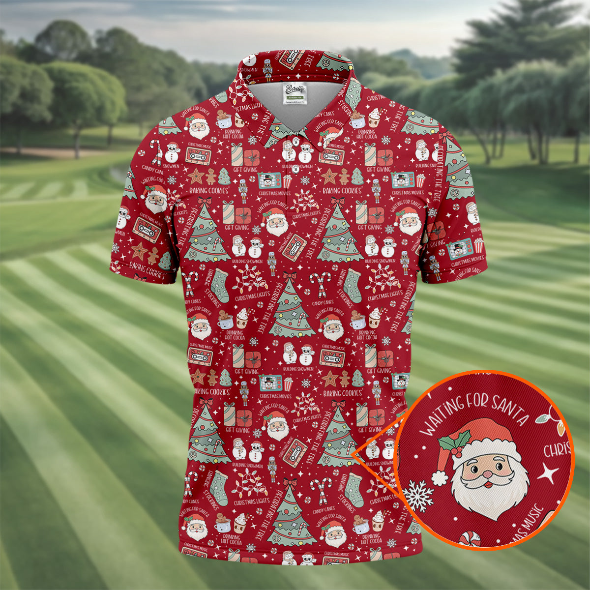 Tis The Season Santa Claus Gift Red Men's Golf Polo Shirttmas Golf Shirt, Polo Shirt Men