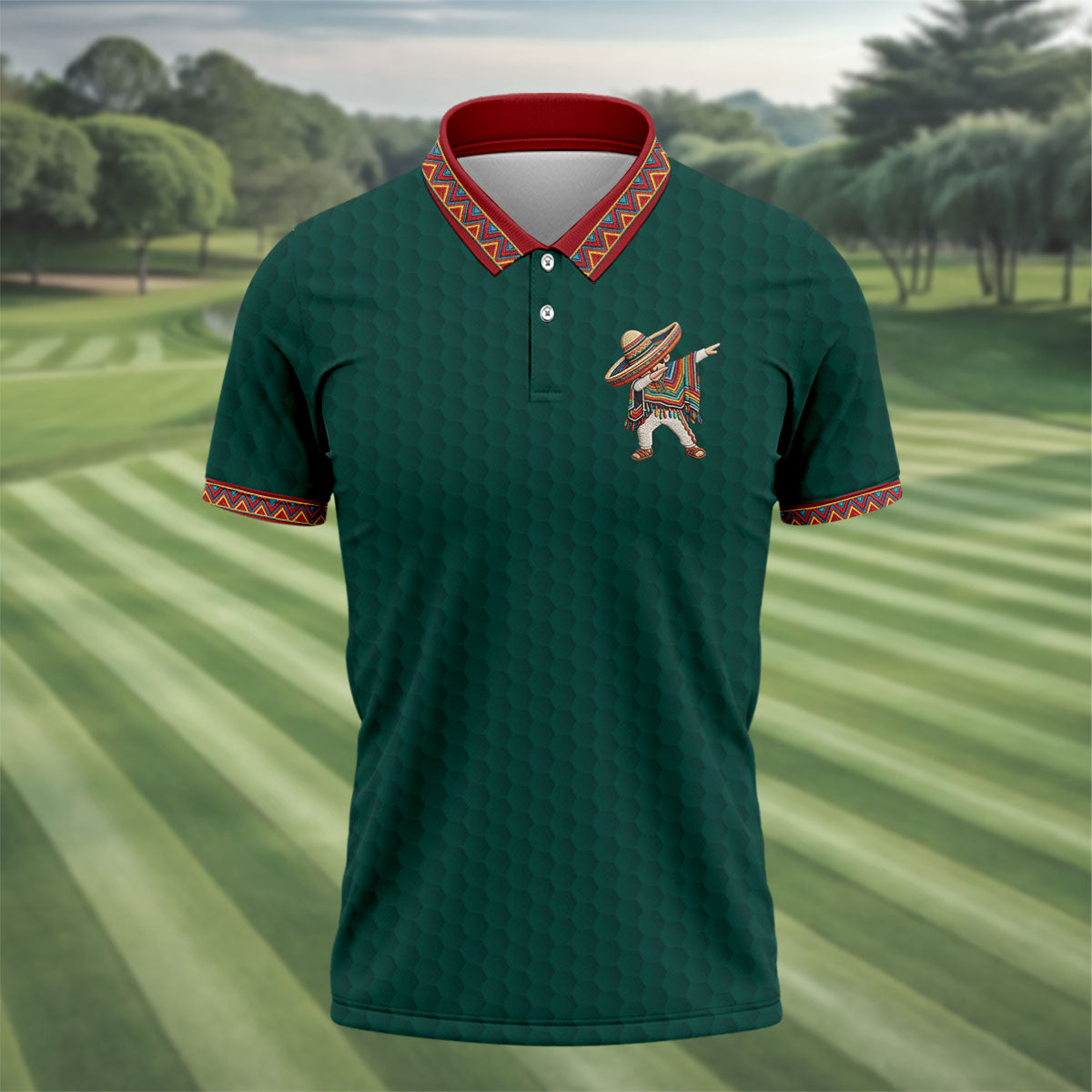 Cinco De Mayo Celebration Golf Ball Pattern Green Golf Shirt, Polo Shirtor Men