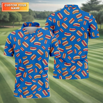 Men's Golf Polo ShirtHotdog Funny Golf Shirt, Dad Golf Gift