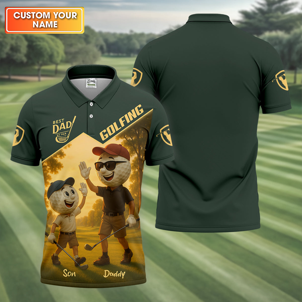 Best Dad By Par Personalized Men's Golf Polo ShirtDad Golf Gift, Christmas Golf Gift