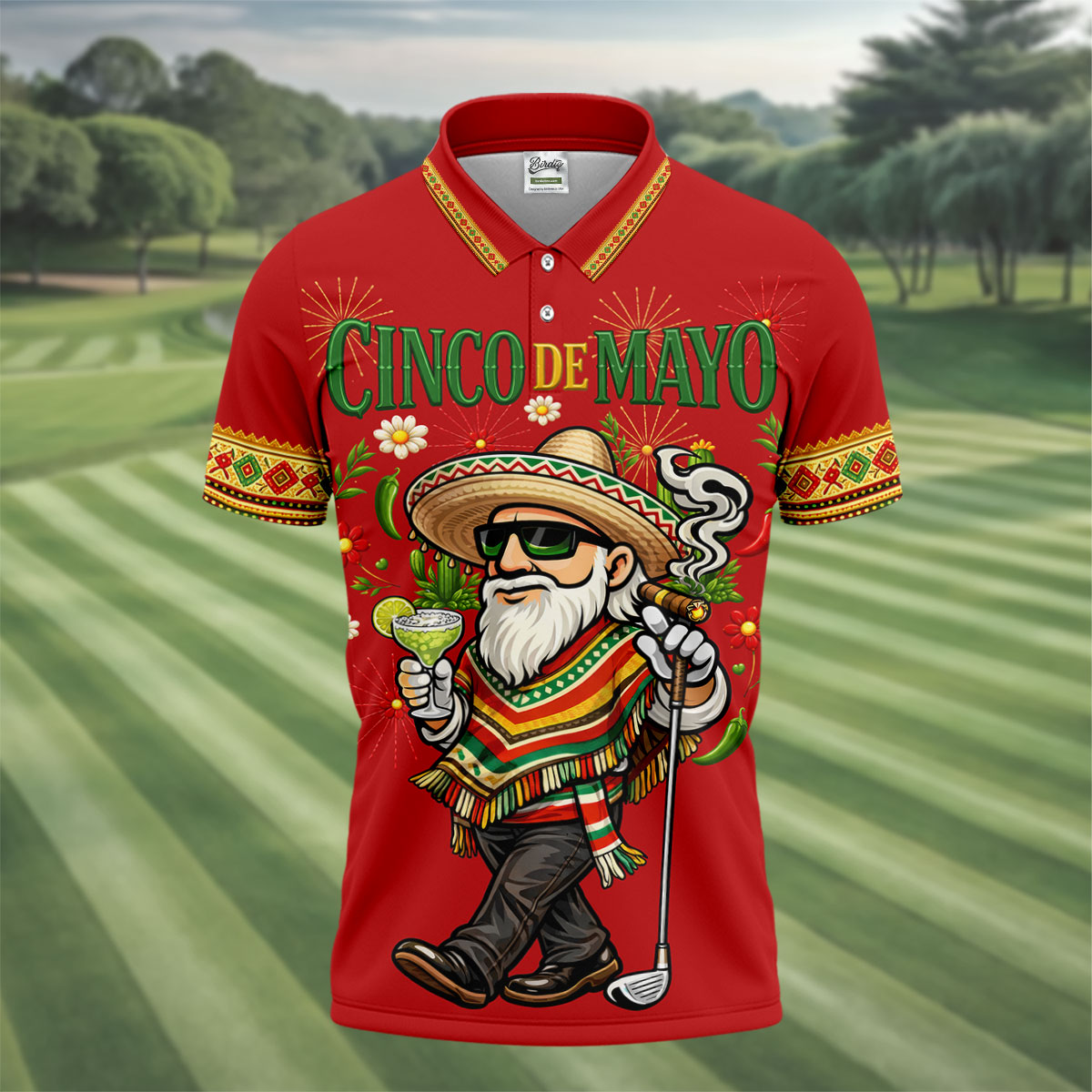 Margarita Man Cinco De Mayo Celebration Red Golf Shirt, Fiesta Theme Golf Shirts For Men