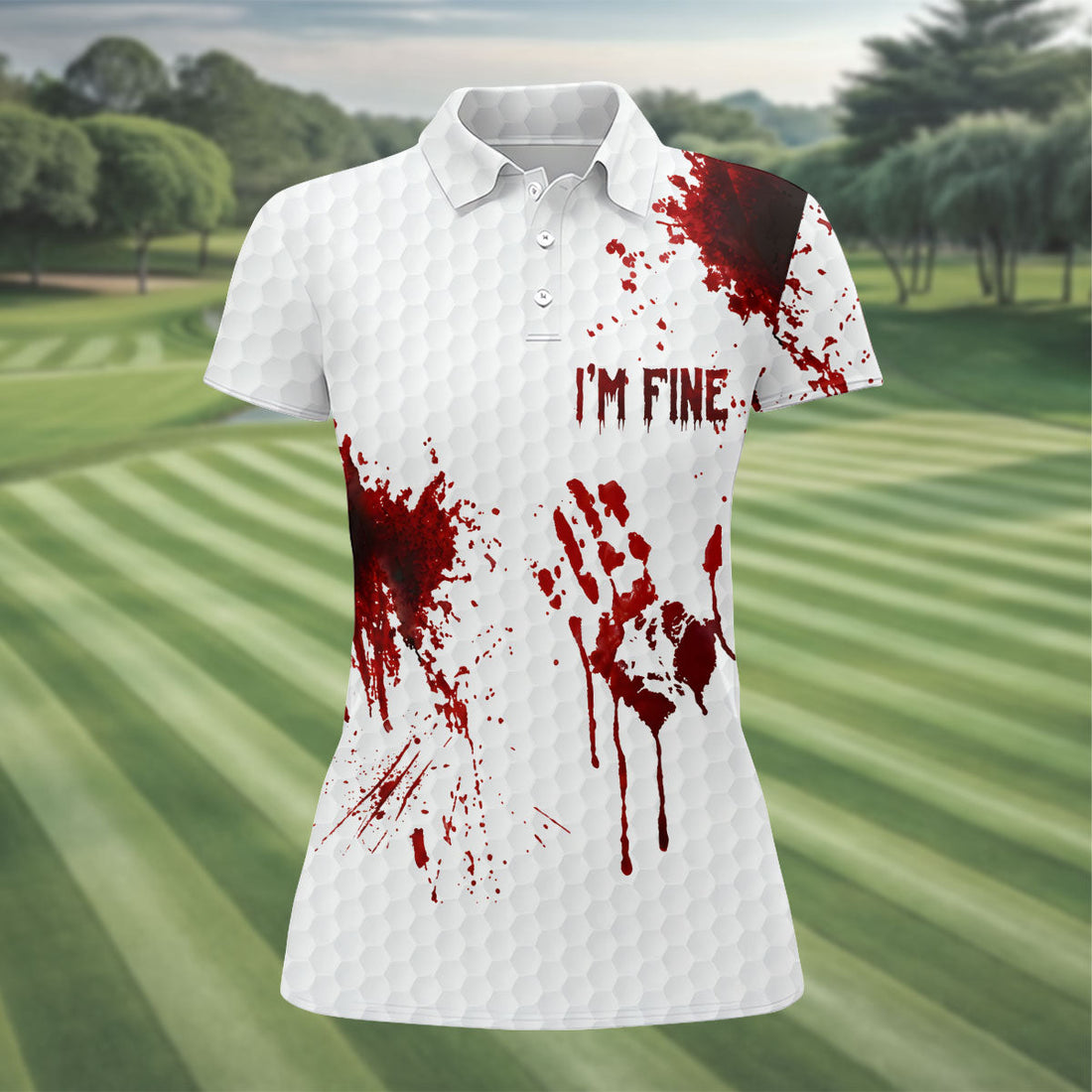 I'm Fine Bloody Halloween Golf Polo Shirt, Golf Shirts For Women, Ladies Golf Tops