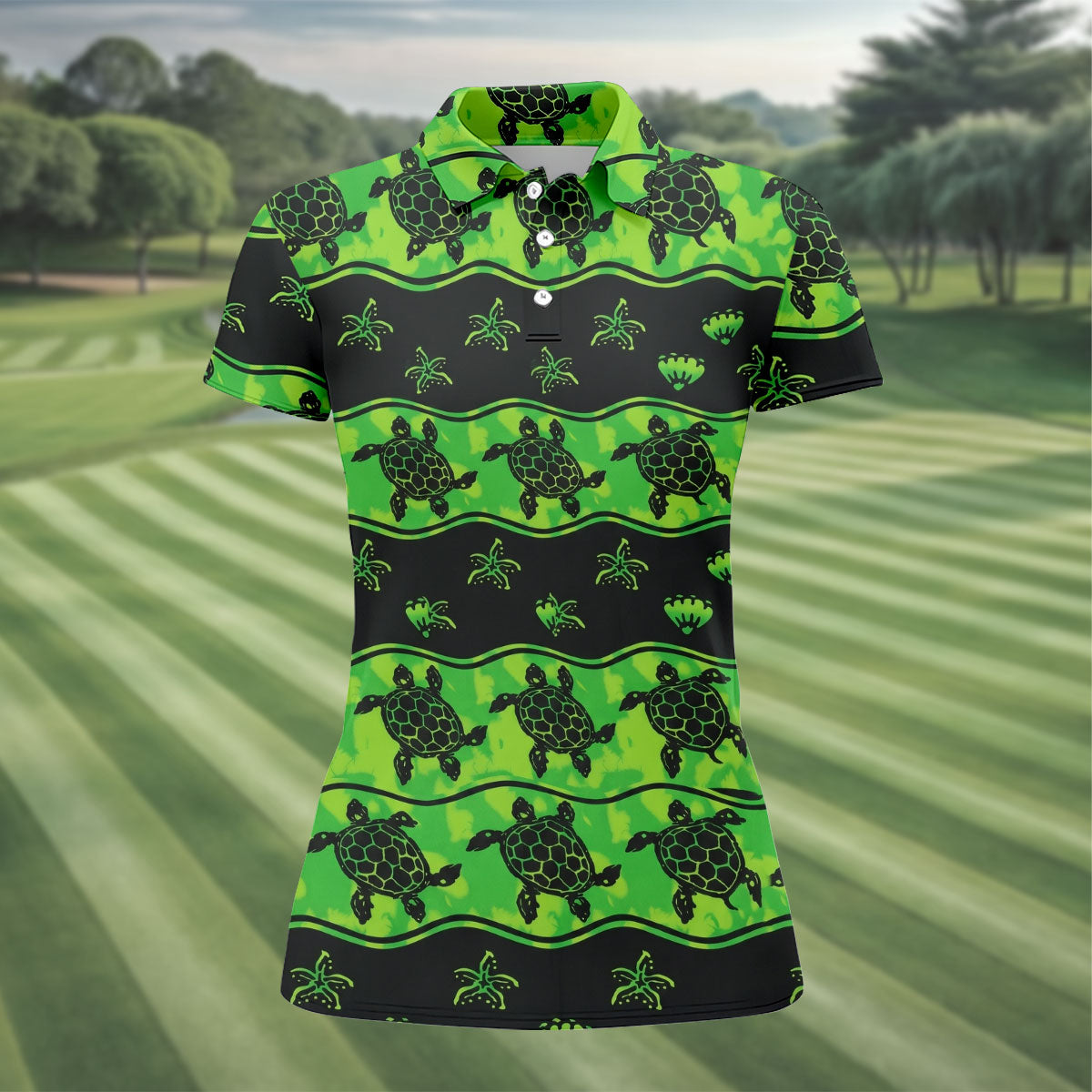 Sea Turtles Sea Creatures Pattern Hawaiian Golf Shirt, Golf Shirt For Women, Golfing Apparel (Copy)