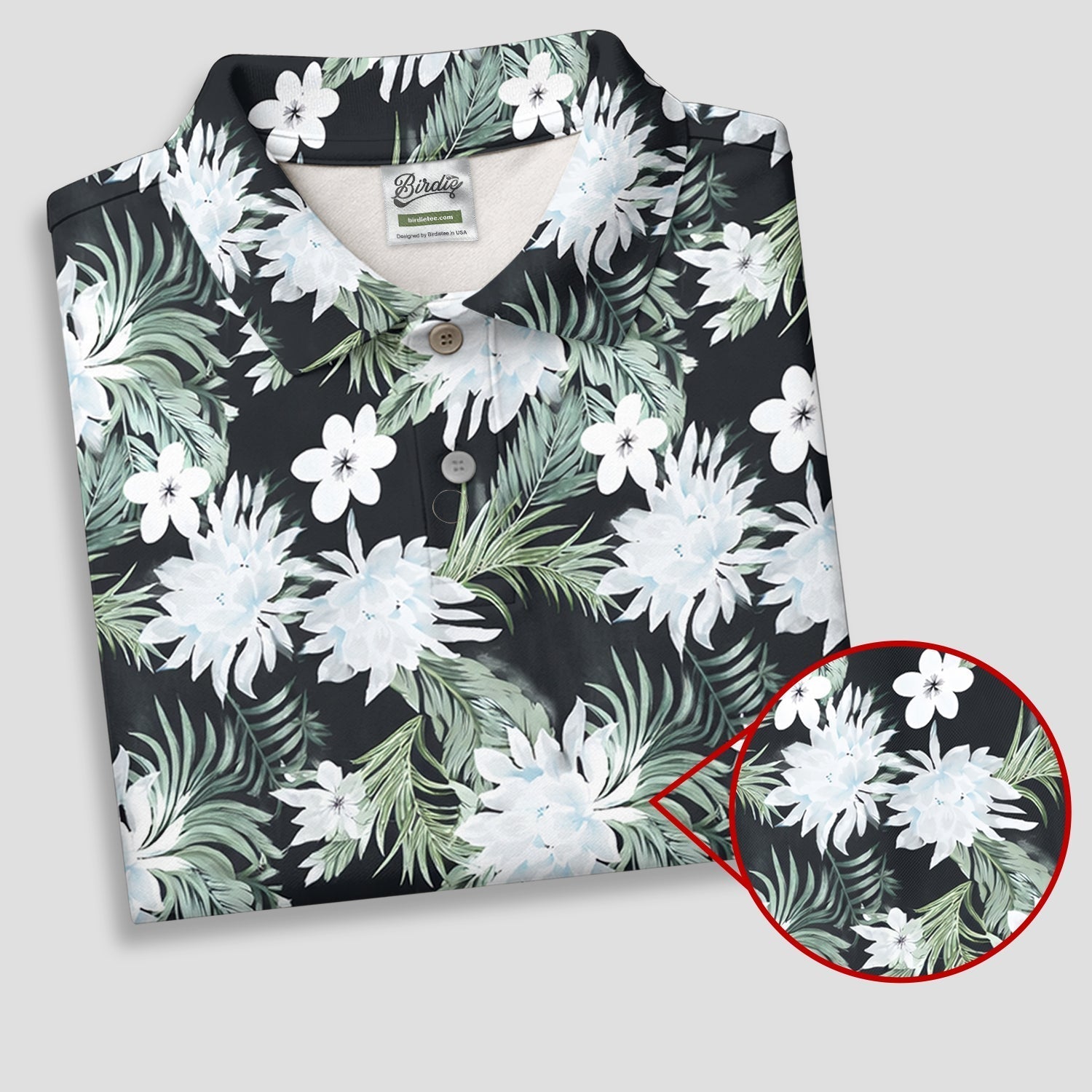 White Flower Tropical Hawaiian Vibe Women's Golf Shirts, Women's Golf Tops, Ladies Golf Shirts