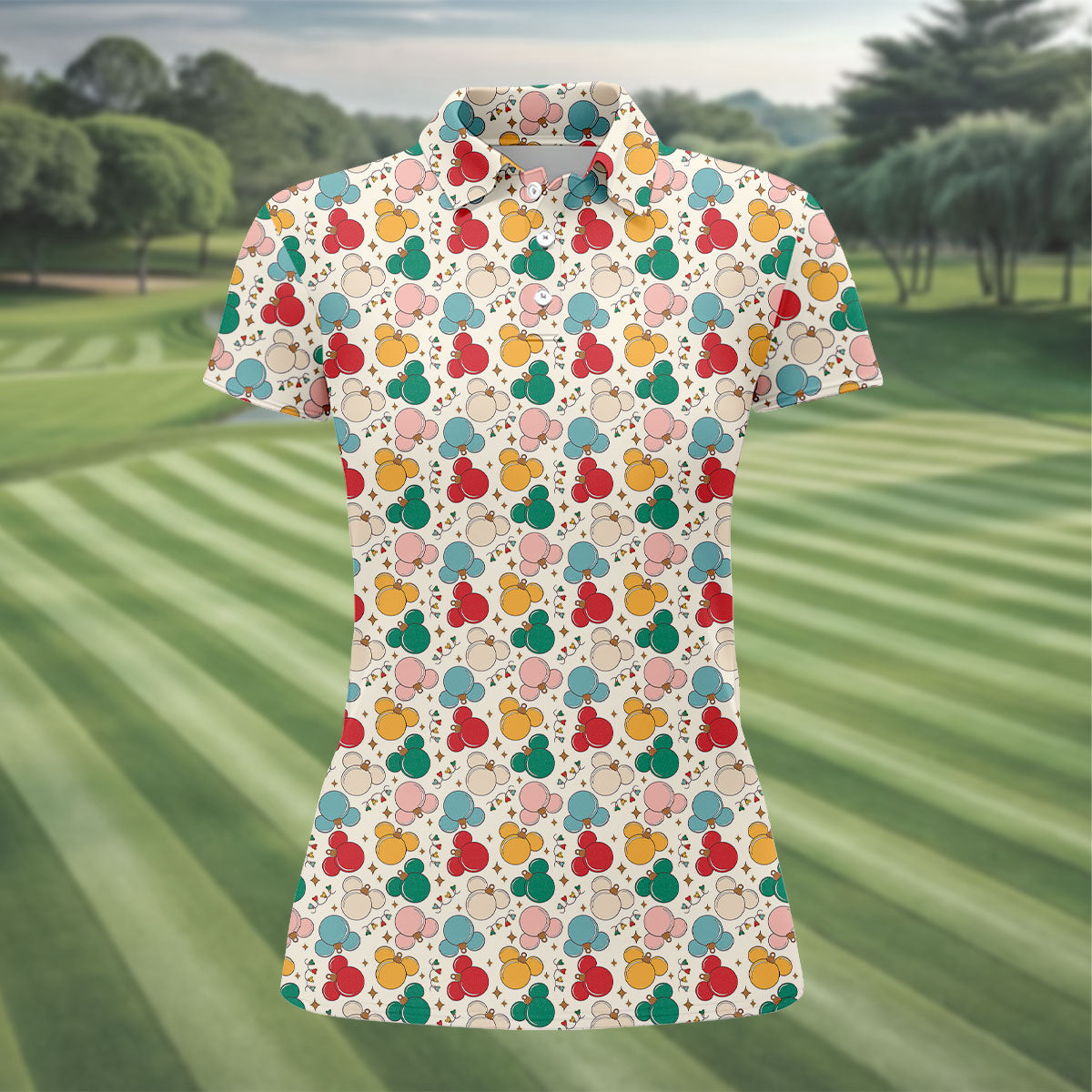 Colorful Christmas Fun Women's Golf Shirts, Gifts For Golf Lovers, Ladies Golf Polos, Christmas Golf Shirt