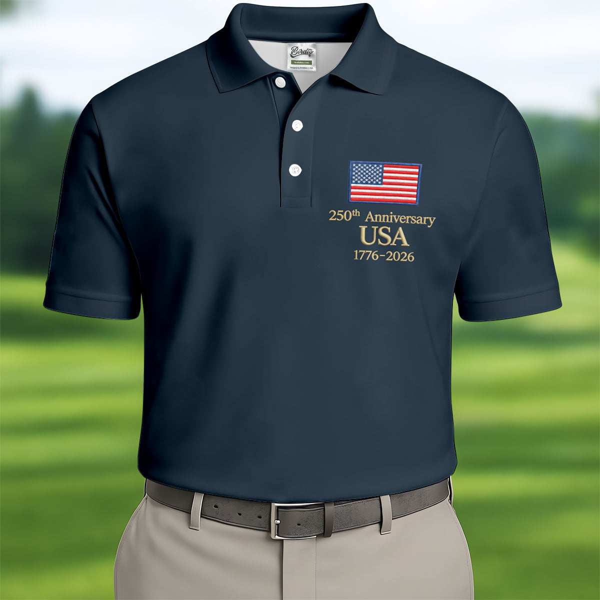 250th Anniversary USA Flag Logo 4th Of July Golf Shirt, Vintage Patriot Golf Shirts For Men