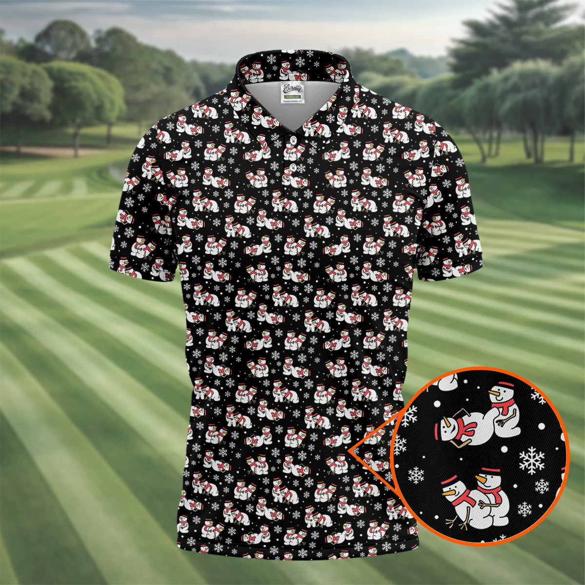 Naughty Snowman Black Golf Shirt, Christmas Golf Shirt, Fun Golf Shirts For Men, Polo ShirtFor Men