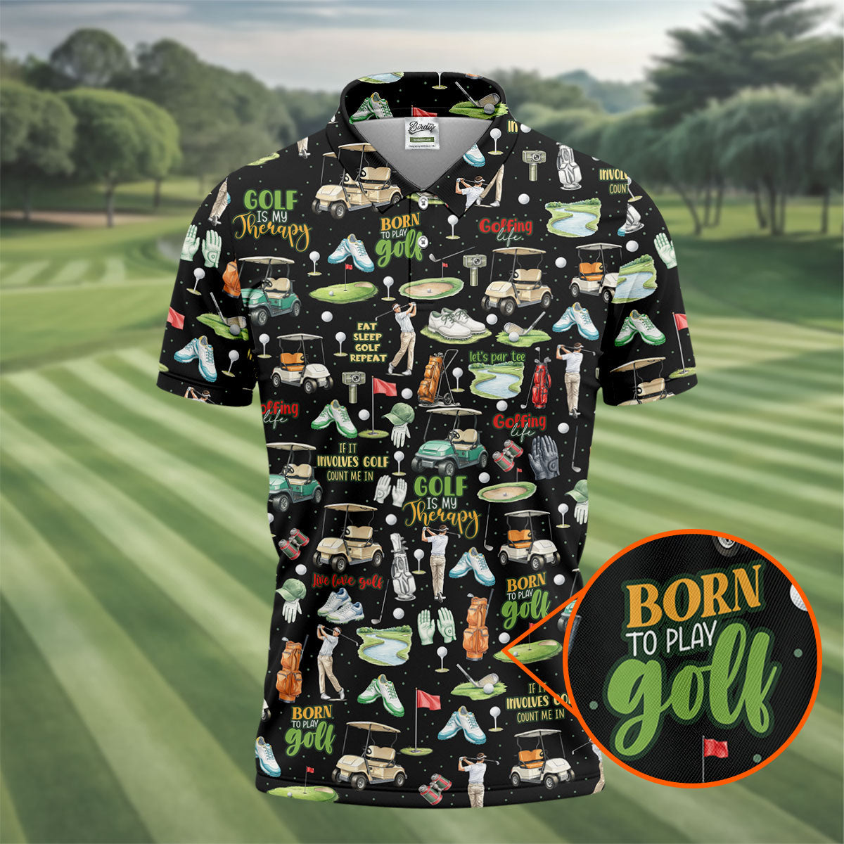 Born To Play Golf Let's Par Tee Black Golf Shirt, Men's Funny Golf Shirts, Golf Shirts For Men, Polo For Men