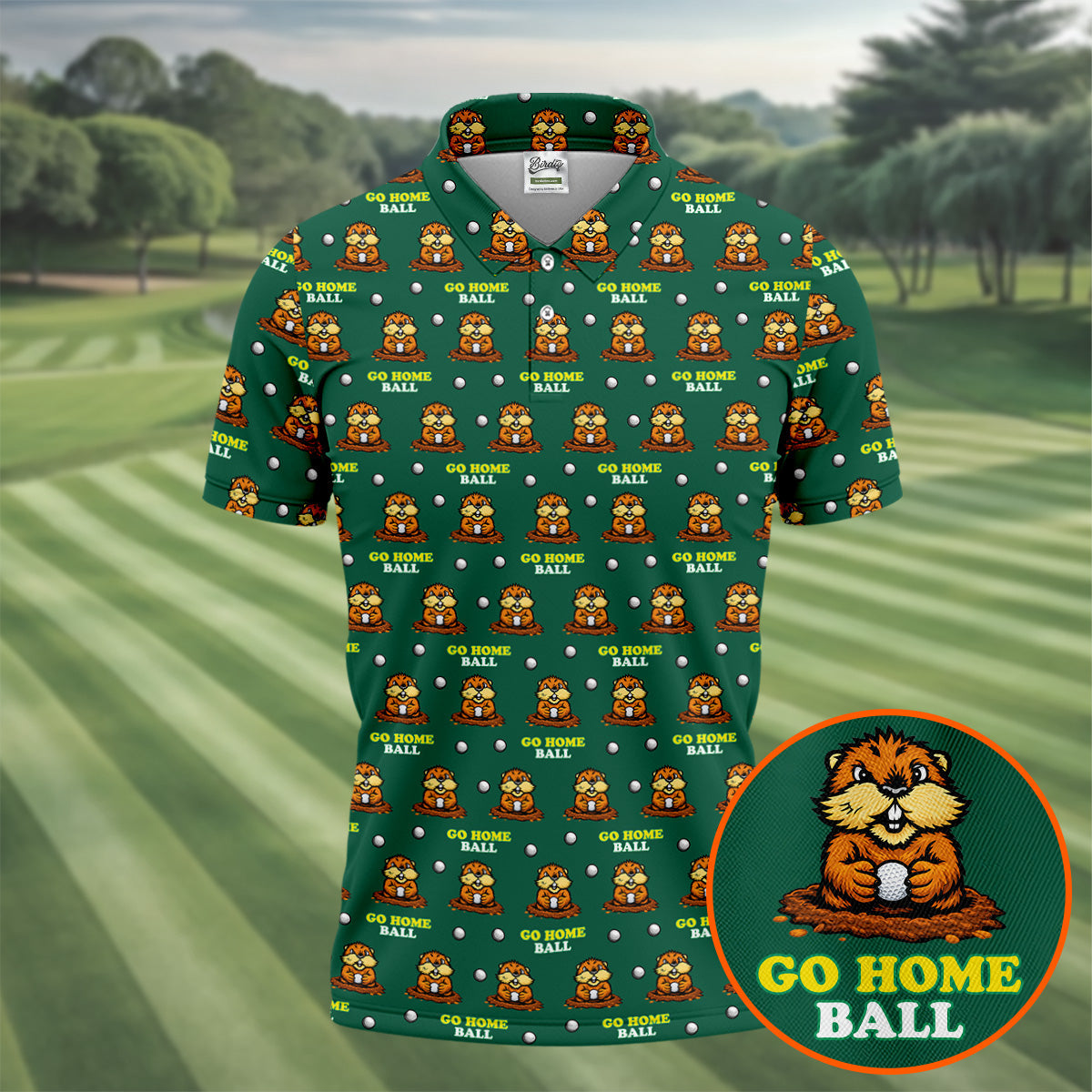 Go Home Ball Funny Groundhog Men's Golf Polo ShirtShirts For Men, Polo Shirt Men