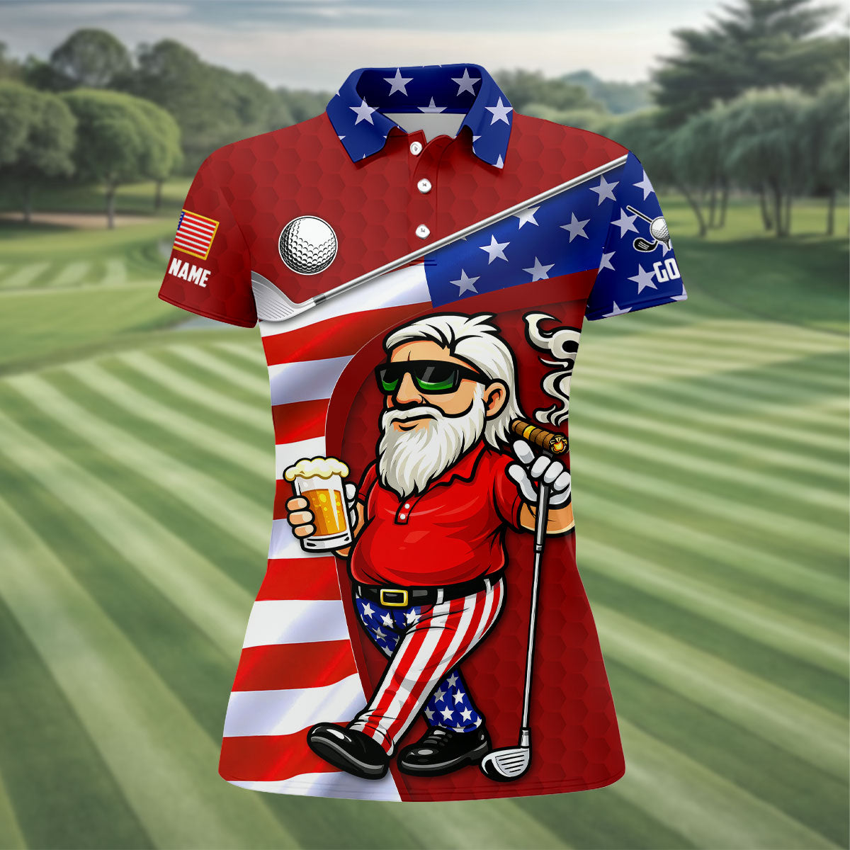 Swing Swear Drink Repeat Golf And Beer Patriotic Man 4th Of July Red Golf Shirt, 250 Years Women's Golf Tops