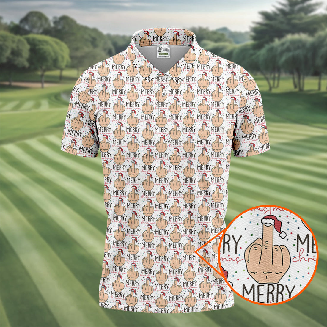 Funny Santa Dirty Finger Merry Christmas Golf Tops For Men, Christmas Golf Shirt, Golf Gift For Men