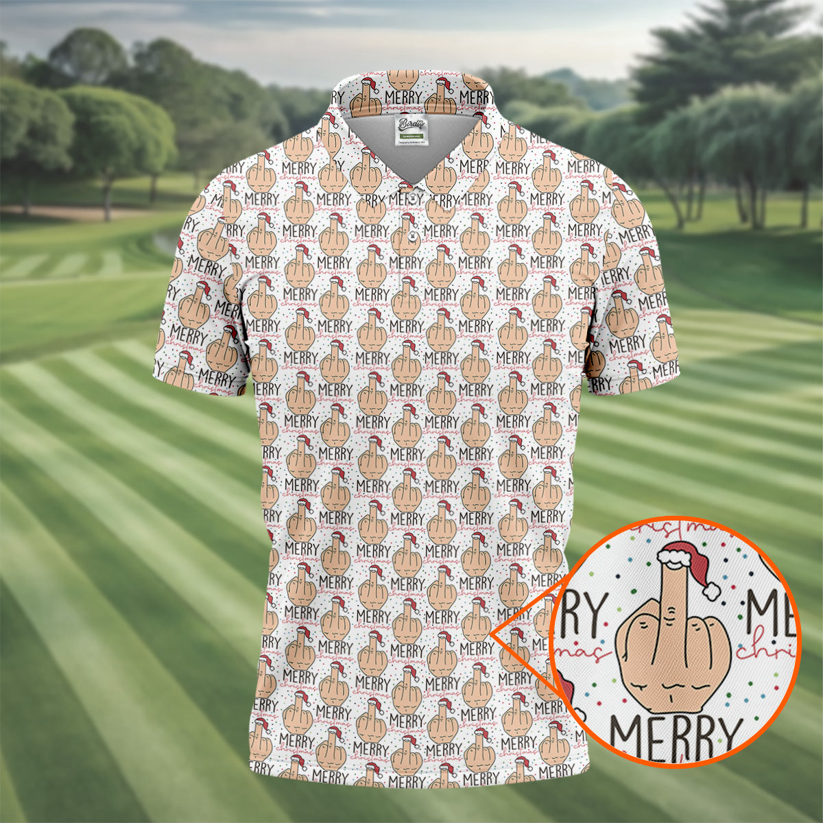 Funny Santa Dirty Finger Merry Christmas Golf Tops For Men, Christmas Golf Shirt, Golf Gift For Men