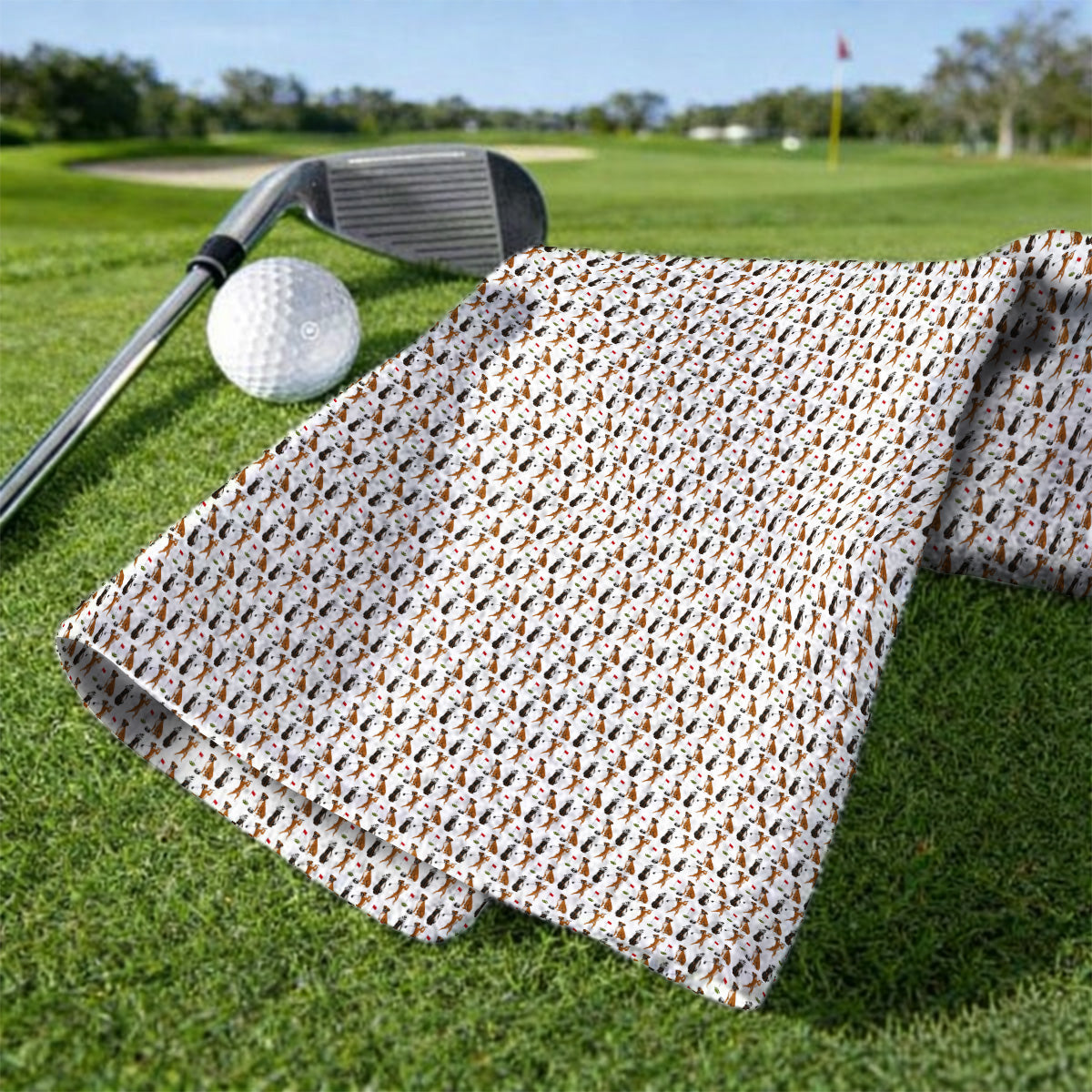 Crazy Boxer Golf Towel, Boxer Golf Pattern Towels for Golfer, Dog Lover Golf Gift