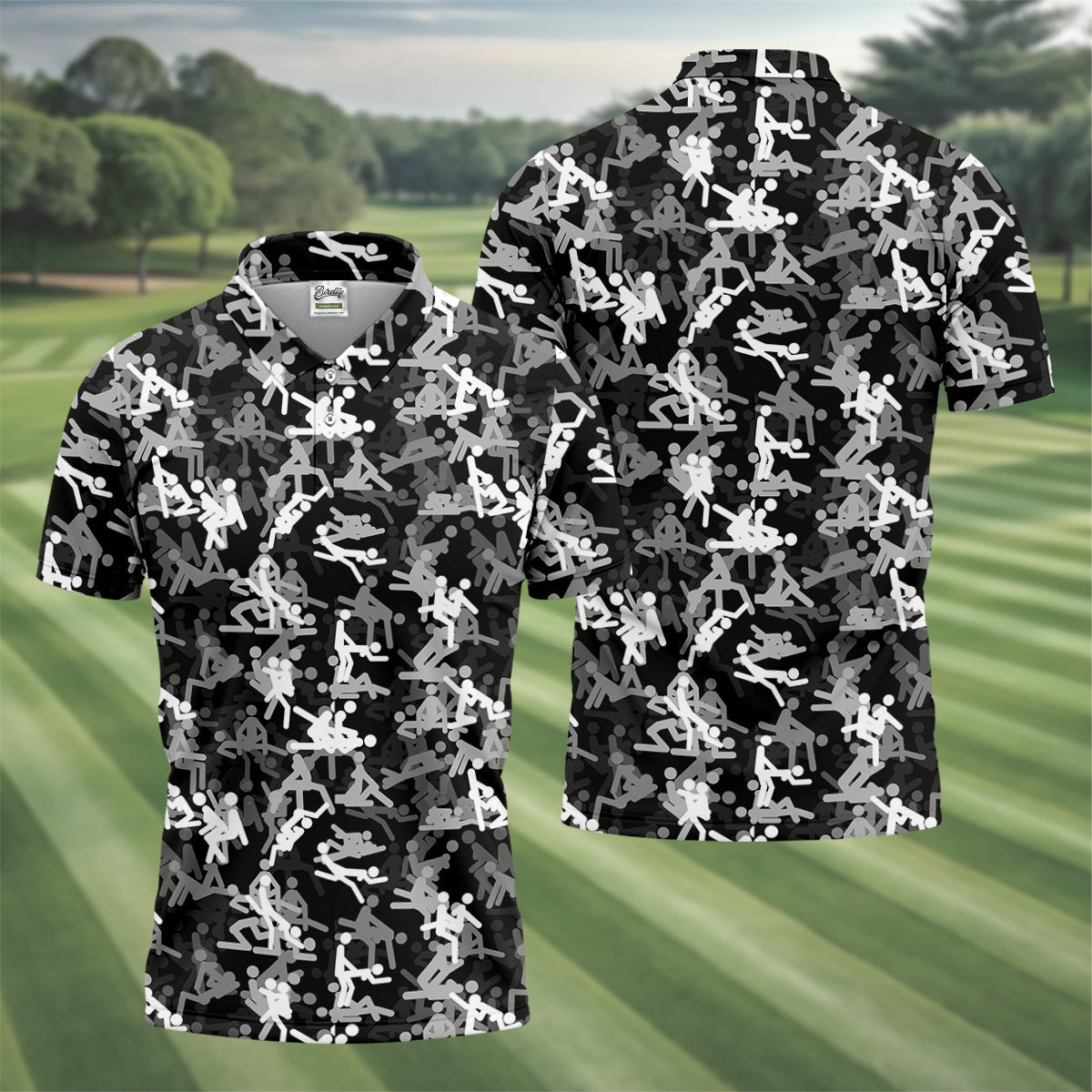 Black And White Funny Couple Mens Golf Polo Shirt Cool Golf Gift, Golfing Apparel