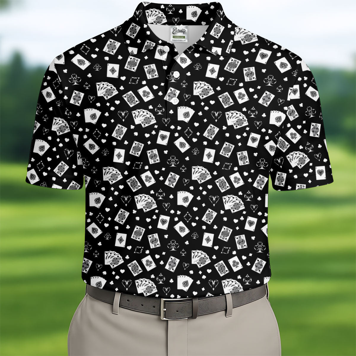 Casino Cards Black Golf Shirt, Golf Tops For Men, Men's Funny Golf Shirts, Golf Shirts For Men