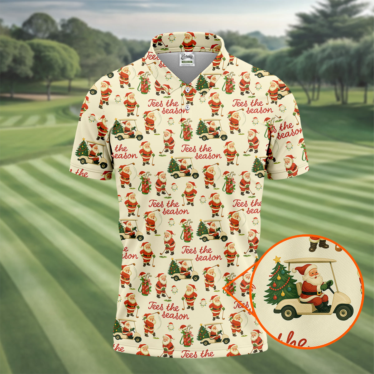 Tees The Season Funny Santa Claus Golf Tops For Men, Christmas Golf Shirt, Polo ShirtFor Men, Golf Gift For Men
