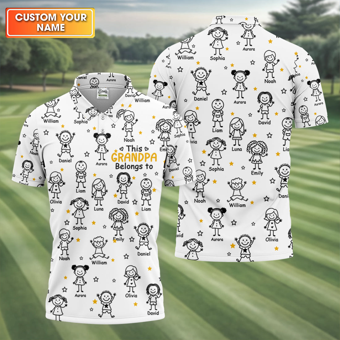 This Grandpa Dad Belongs To Kids Pet White Golf Shirt, Polo ShirtFor Men, Golf Gift For Men