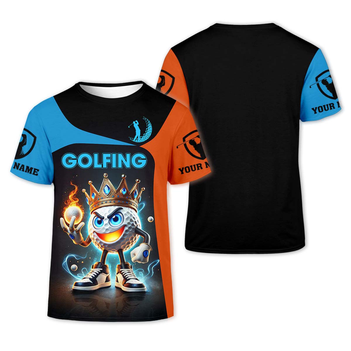 Fire Crown Funny Golf Polo ShirtGolfing Apparel, Golf Gift For Men